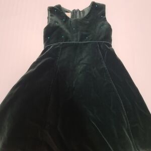 Laura Ashley Velvet Kids Dress in Deep Green